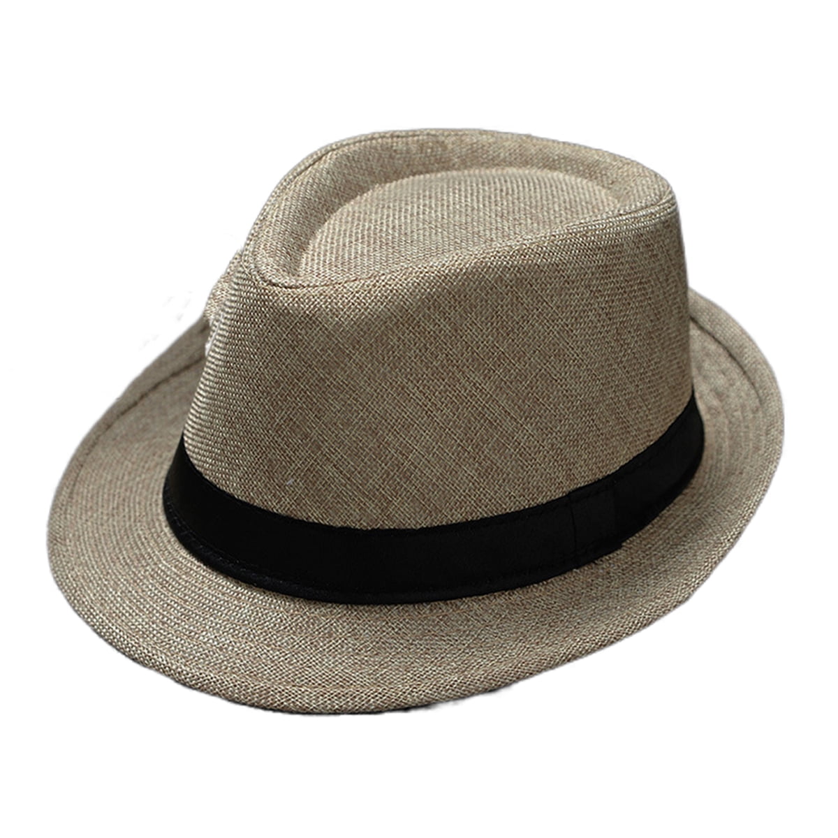 Men Women Crushable Fedora Hat, Jazz Caps Trilby Fedoras Straw Summer