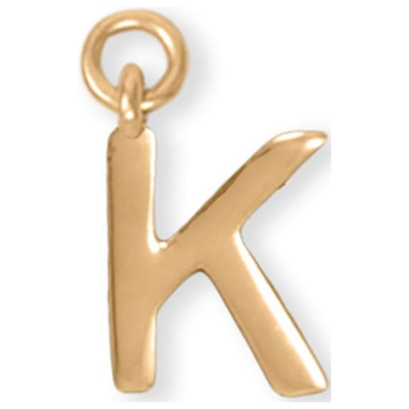 Precious Stars 14K Goldplated Sterling Silver Unisex Polished "K" Charm - No Chain, Pendant Only