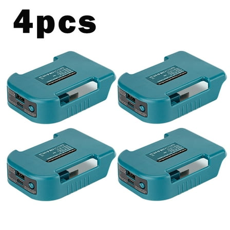4 PCS Portable Battery Adapter for Makita 18V Lithium-Ion Batteries - Fast Charging with 5V USB & 18W Type-C Ports, Durable Blue Plastic, No Power Needed, Portable Charger