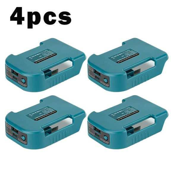 4 PCS Portable Battery Adapter for Makita 18V Lithium-Ion Batteries - Fast Charging with 5V USB & 18W Type-C Ports, Durable Blue Plastic, No Power Needed, Portable Charger
