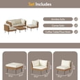 thumbnail image 6 of LAZZO 5-Piece Outdoor Wicker Conversation Set, All-Weather Sectional Sofa with 4 Chairs & 1 Ottoman, Beige Cushions, 6 of 8