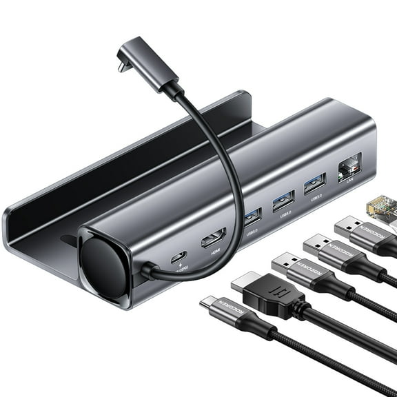 Rocoren Docking Station,6-in-1 Hub Steam Deck Dock with HDMI 2.0 4K@60Hz, 1000Mbps Ethernet, 100W PD3.0 Fast Charging USB-C, 3 USB3.0