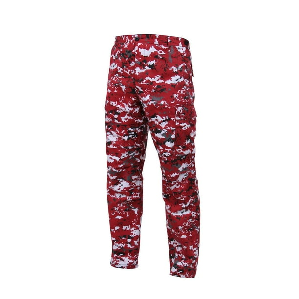 Military Style Digital Camo BDU Pants Military Fatigues, Red Digital