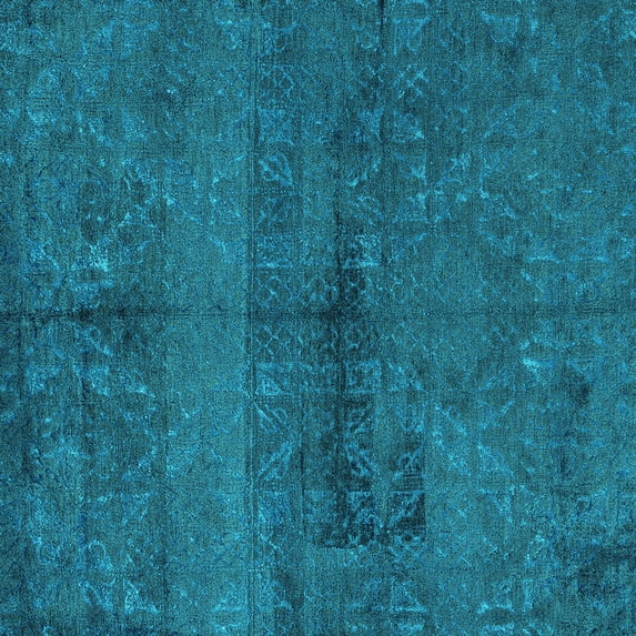Ahgly Company Machine Washable Indoor Square Persian Turquoise Blue Bohemian Area Rugs, 6' Square