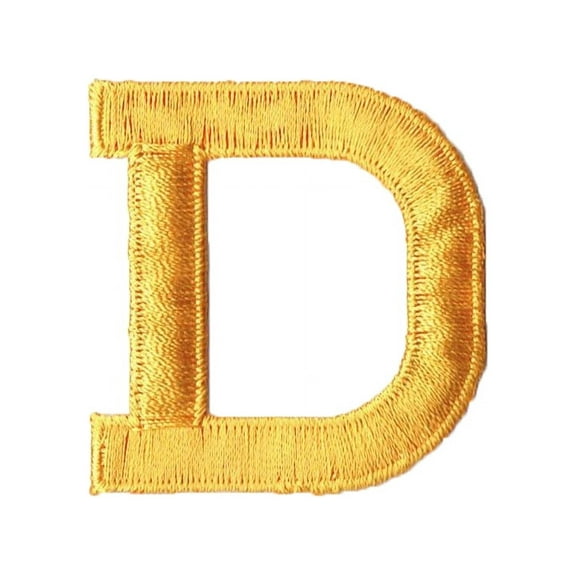 Alphabet Letter - D - Color Yellow - 2" Block Style - Iron On Embroidered Applique Patch
