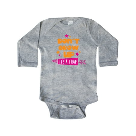 

Inktastic Don t Grow Up It s A Trap Stars - Orange Pink Gift Baby Boy or Baby Girl Long Sleeve Bodysuit