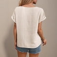 thumbnail image 3 of Qgtaibl Womens Cap Sleeve Tops Dressy Lace Hollow Out Round Neck Blouses Casual Solid Color Contton Gauze Lightweight Shirt Beige XL, 3 of 8