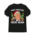 thumbnail image 1 of Men's "Make Christmas Great Again" Humorous Graphic Tee - Casual Black Short Sleeve T-Shirt with Santa Hat Design, Cotton, Machine Washable - Ideal Holiday Gift for Him, Christmas Shirts, 1 of 6