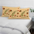 thumbnail image 4 of Ladybugs Eucalyptus Pillow Protectors with Zipper Standard Size, Spring Botanical Leaves Yellow Soft Brushed Microfiber Breathable Throw Pillow Covers, Pillowcase for Couch Sofa Bedroom 20"x26", 4 of 9