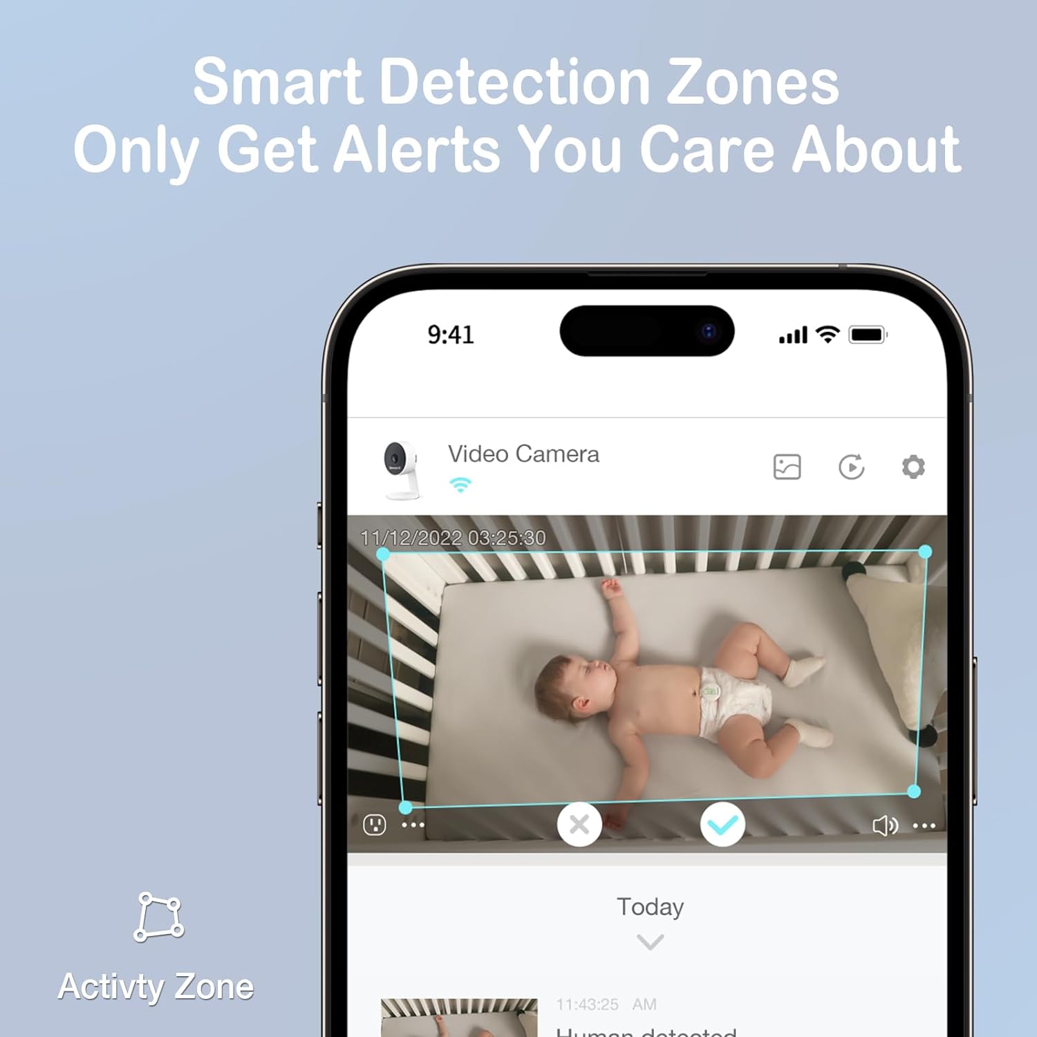Sense-U HD Video Baby Monitor with 1080P HD WiFi Camera and Background Audio, Night Vision, 2-Way Talk, Motion Detection & No Monthly Fee (Compatible Smart Baby Monitor)