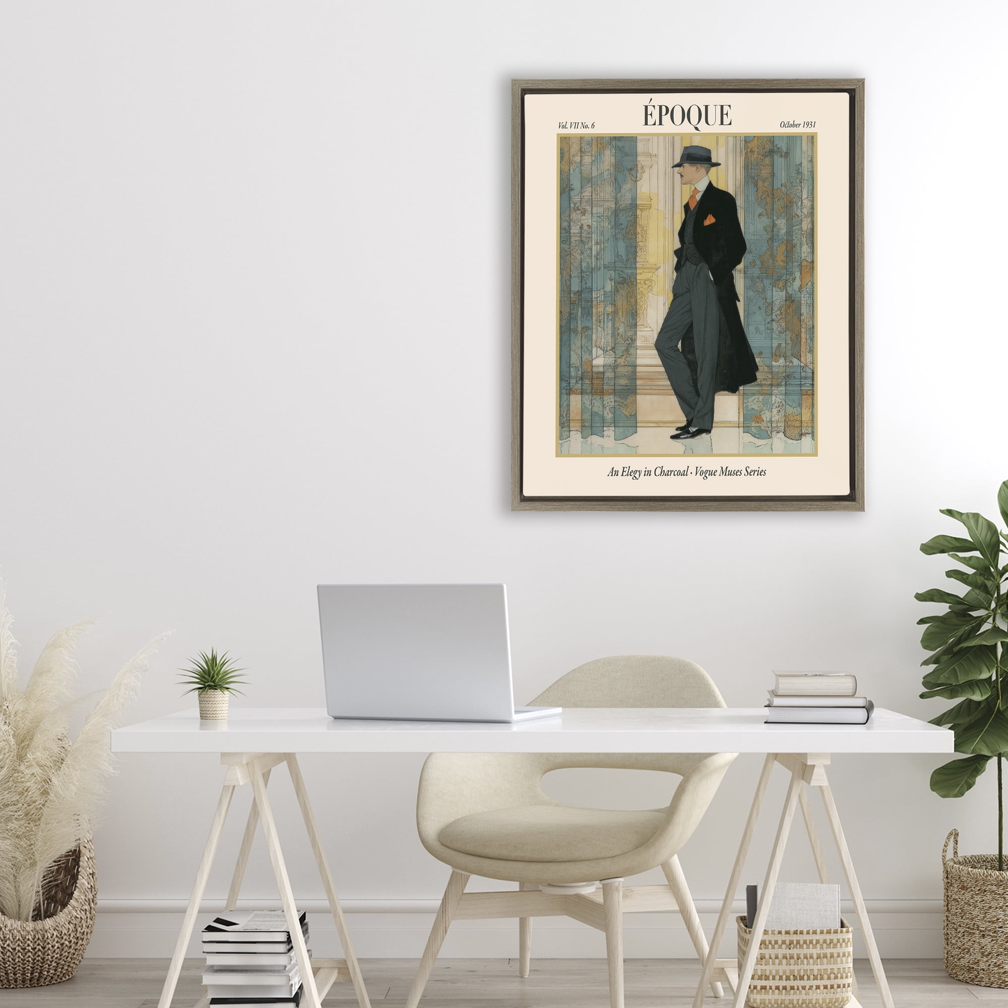 Stupell Industries The Gentleman Magazine Brown Framed Floater Canvas Wall Art, design by A Barefoot Stylist