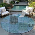 thumbnail image 6 of Addison Rugs Chantille Indoor/Outdoor Transitional Patchwork Teal Washable Round Rug, 8' x 8', 6 of 6