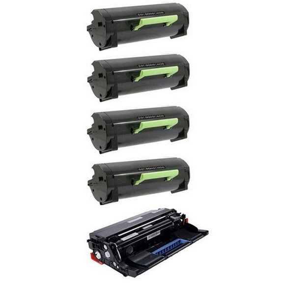 PrinterDash Compatible Replacement for Lexmark MX-310/MX-410/MX-510/MX-511/MX-610/MX-611 Series GSA Drum/Toner Value Combo Pack (1-Drum Unit/4-Toners) (NO. 601) (50F0Z0G_1PK/60F000GSY_4PKVB)