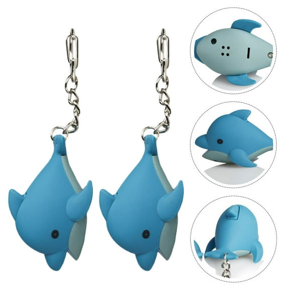 COSMOBETTY Whale Shaped LED Keychains with Cartoon Animal Design and Glowing Sound Function Blue Metal