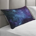 thumbnail image 2 of Outer Space Quilted Pillowcover, Galaxy Stars in Space Celestial Astronomic Planets in the Universe Milky Way, Standard King Size Accent Pillow Cover for Bedroom, 36" x 20", Navy Purple, by Ambesonne, 2 of 2
