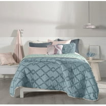 ASIA BLUE COLOR NUUR JACQUARD TEXTURE REVERSIBLE COMFORTER 1 PCS TWIN SIZE MADE IN MEXICO