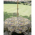 thumbnail image 3 of Outdoor Tablecloth with Umbrella Hole Zipper Vintage Flowers Round Tablecloth 54" Waterproof Table Cloth Spring Yellow Floral Country Leaves Blue Birds Patio Table Cover Tablecloths for Picnic, 3 of 8