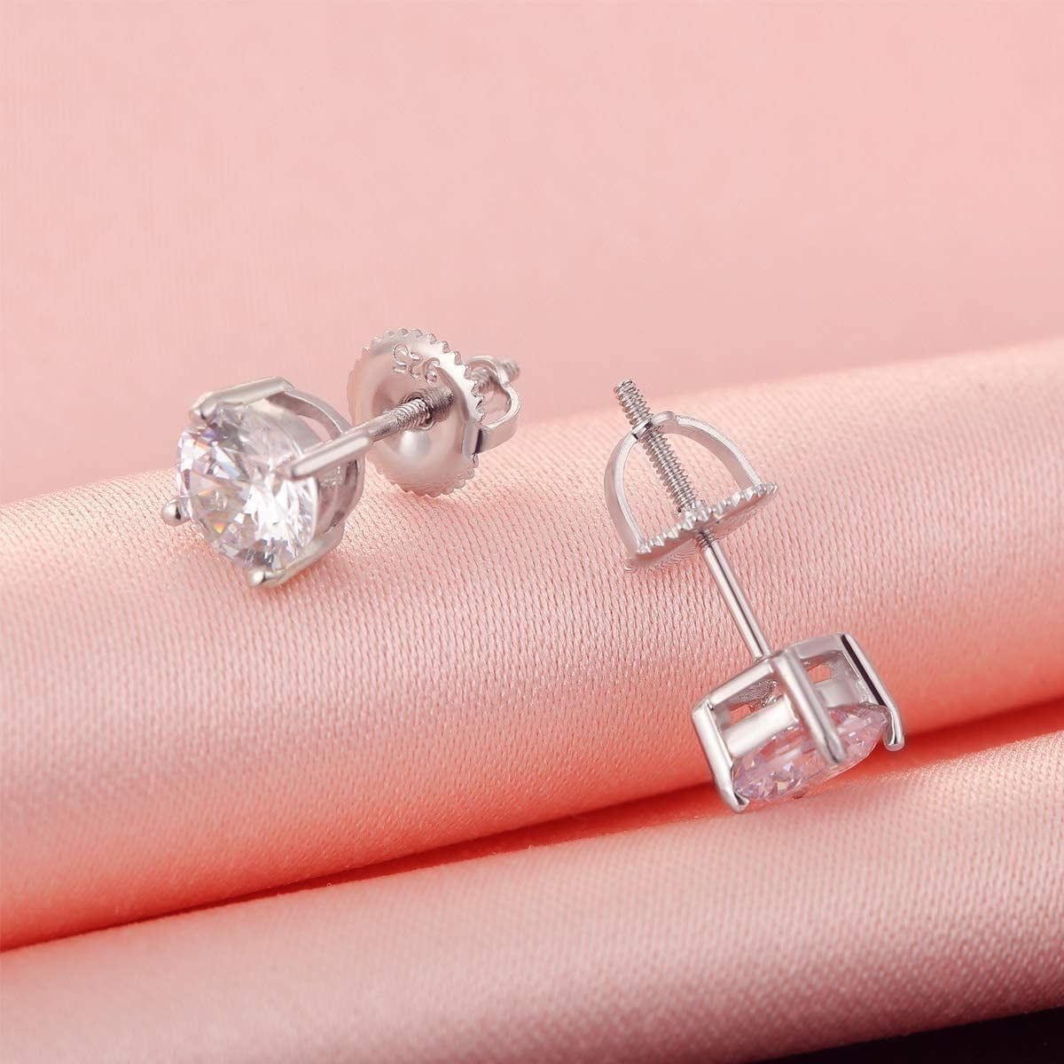 4 Pairs 14K Gold Plated Screw Earring Backs for Diamond Earrings, 925 Stering Silver Hypoallergenic Screw Backs Replacement, Secure Screw on Back Earrings for Women Fit for Threaded Post Sizes .032"