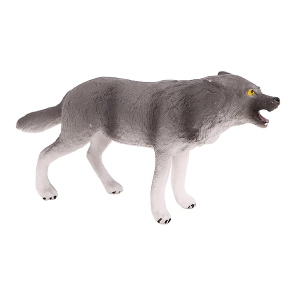 Figuras de lobo en miniatura para preescolar, zoológico, lobos, juguete de animales para regalo de Navidad Lobo gris