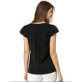 thumbnail image 6 of INSPIRE CHIC Women's Solid Blouse V Neck Ruffle Cap Sleeve Lightweight Work Blouse M Black, 6 of 8