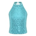 thumbnail image 3 of MSemis Kids Girls Sequins Hip Hop Jazz Cropped Tops Dance Tops Light Blue 6, 3 of 6