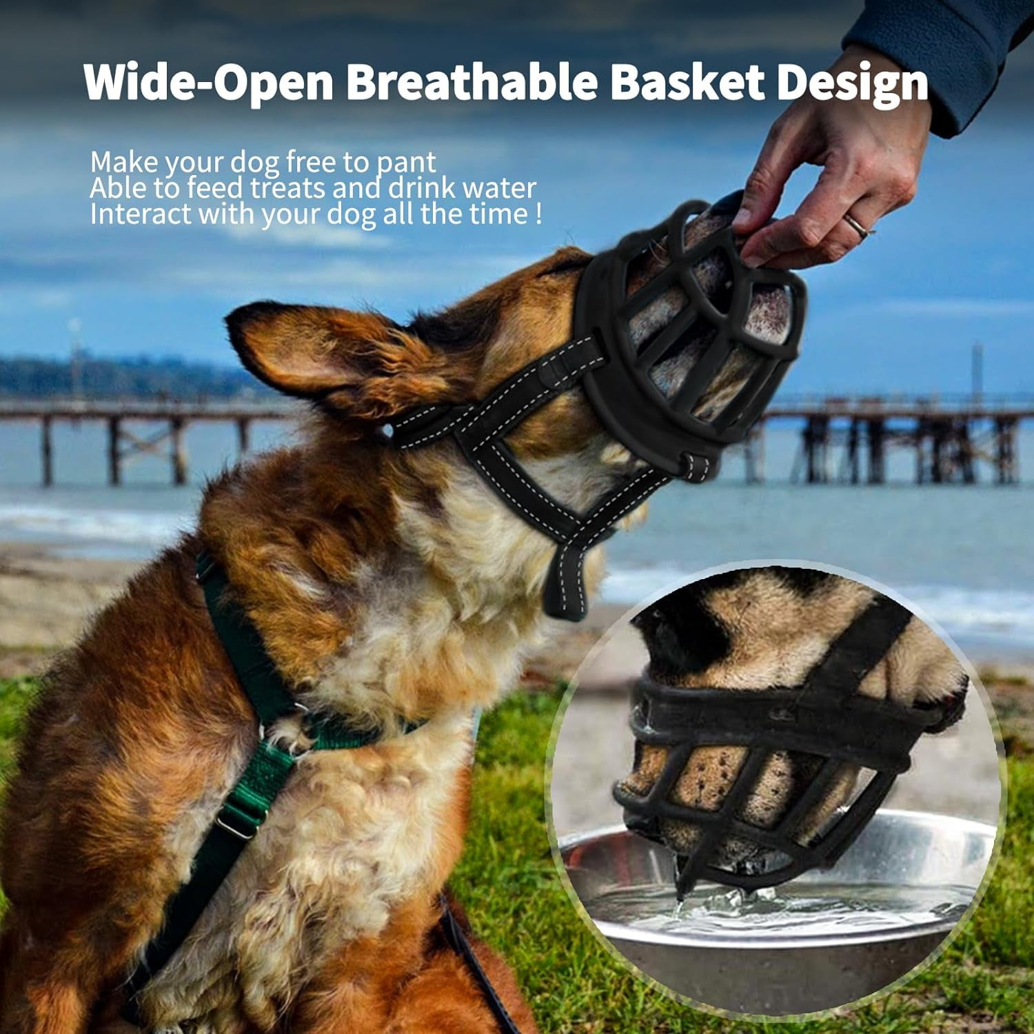 SURJDE Dog Muzzle Soft Basket Silicone Muzzles for Dog Best to Prevent Biting Chewing and Barking Allows Drinking and Panting Used with Collar Walmart