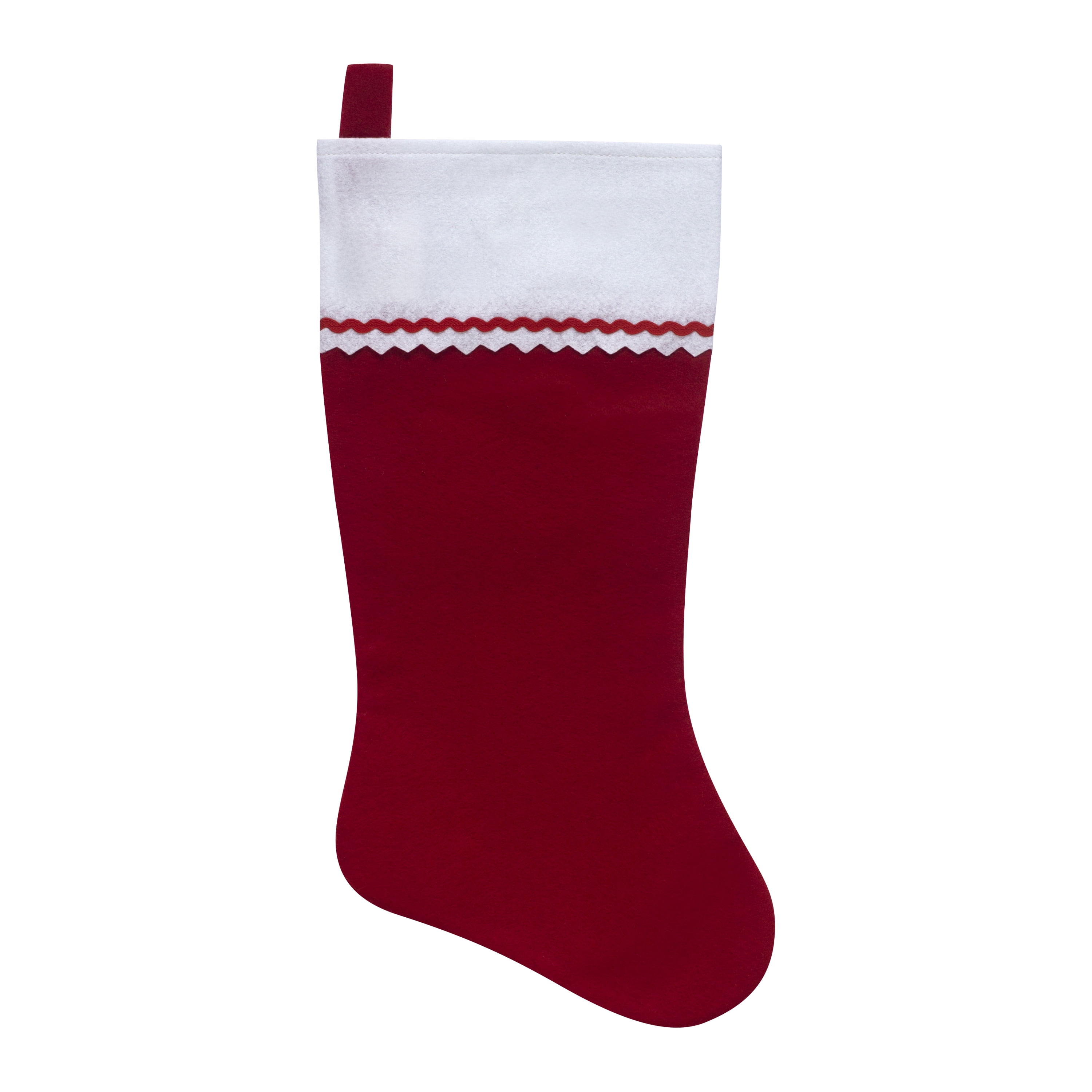 Holiday Time Red Felt Christmas Stocking with White Cuff, 19"