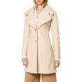 thumbnail image 5 of MODA NOVA Juniors Shawl Collar Single Breasted Mid-Thigh Winter Overcoat Beige XS, 5 of 6