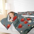 thumbnail image 4 of Manfei Cute Strawberry Queen Comforter Set,Countryside Flower Floral Bedding Sets,Red Gray Bedding Comforter Set For Girls Kids,Breathable Home Decor Reversible,3-Piece, 4 of 8