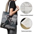 thumbnail image 3 of Dirty Motocross Dirt Bike Bolso de tela con estampado de lienzo para mujer, bolsa de compras reutilizable y estética, con cremallera interior, regalo para mujer,40*40cm., 3 of 6