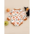 thumbnail image 4 of GXFC Infant Baby Girls Halloween Romper Newborn Girls Long Sleeve Pumpkin Print One Piece Jumpsuit Halloween Bodysuit Costume 0-24M, 4 of 7