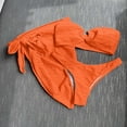 thumbnail image 5 of Jacenvly Summer Swimsuit Women Cover up 3 Piece Skin-Friendly Surfing Swimwear Three-Piece Suit Women Bandage Solid Bikini Push-Up Padded Swimwear Swimsuit Beachwear Set Orange, 5 of 5