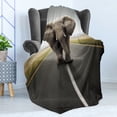 thumbnail image 4 of Animal Soft Flannel Fleece Throw Blanket, Wild Animal Mammal with Massive Ears Patrolling on Highway Conceptual Art, Cozy Plush for Indoor and Outdoor Use, 50" x 70", Black Cocoa Grey, by Ambesonne, 4 of 5