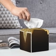 thumbnail image 6 of Lsque Golden Glitter And Light Printed Tissue Box Cover Holder, Facial Paper Organizer Dispenser,Square with Bottom Belt, PVC Leather Decorative Organizer, 6 of 8