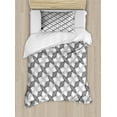 thumbnail image 1 of Geometric Duvet Cover Set Twin Size, Modernistic Abstract Grid with Nested Rhombuses in Greyscale Layout, Decorative 2 Piece Bedding Set with 1 Pillow Sham, Charcoal Grey and White, by Ambesonne, 1 of 3
