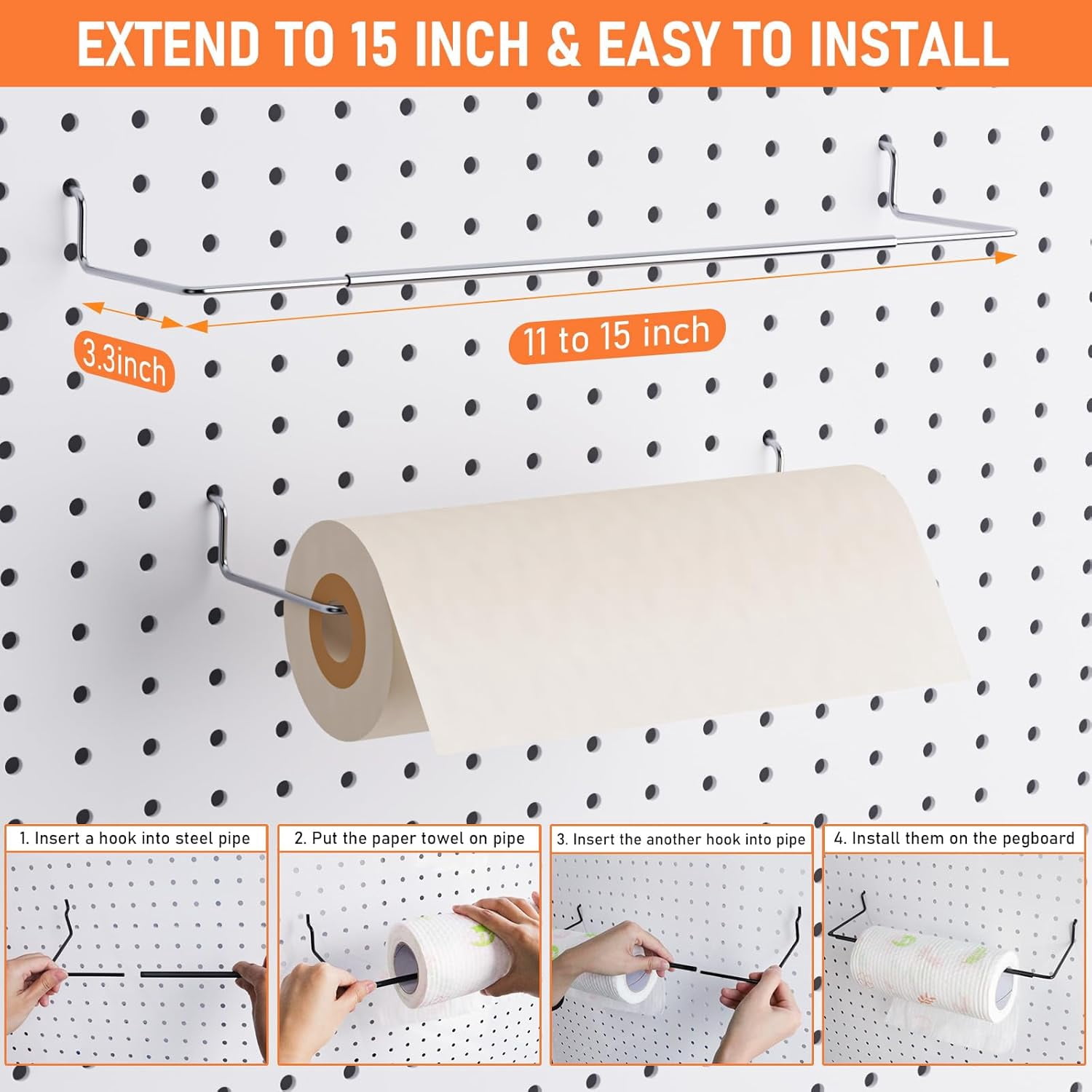 INCLY 30PCS Peg Board Organizer Accessories Kit, Pegboard Hooks Assortment with Bins, Cups, Wire Baskets and Paper Towel Holder for 1/8“ and 1/4” Pegboard Garage Workbench Craft Room Organizing Tools