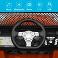 thumbnail image 3 of Kidzone Kids 12V 9AH Battery Powered Extra Wide Seat Ride On Truck with DIY License Plate, Off Road Big Wheels, Front Bumper, LED light, Remote Control, Bluetooth Music, 2 Speeds - Orange, 3 of 6