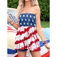 thumbnail image 5 of Biezeib Women's 4th of July Tube Tops Flag Star Stripe Print Strapless Boat Neck Tank Tops Blackless Pleated Shirt, 5 of 6