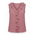 thumbnail image 4 of Admvng Women's Ruffle Trim V-Neck Sleeveless Blouse Elegant Flowy Tank Top for Work Casual Wear, 4 of 5