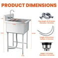 thumbnail image 3 of Utility Sink ,Kitchen Sink with Hot & Cold Water Pipes Include Faucet & legs, Heavy Duty Free-Standing Commercial Sink for Catering Truck Station, 3 of 8