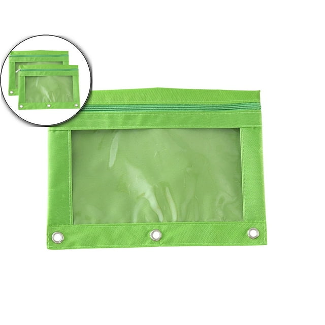 Dvruxg 2 Pcs Pencil Pouch, Three-hole Pencil Case Single Zipper Transparent PVC Document Storage Bag, Large Capacity Pencil Pouch with Zipper Clear Binder Pencil Case
