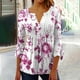 thumbnail image 5 of Camisetas de Cuello en V Mujeres, Impreso 3/4 Manga Blusa Casual Hecha de Cómodo Estante de Imitación para Toda la Temporada de Uso Diario, Camisetas Casuales de Mujer, 5 of 5