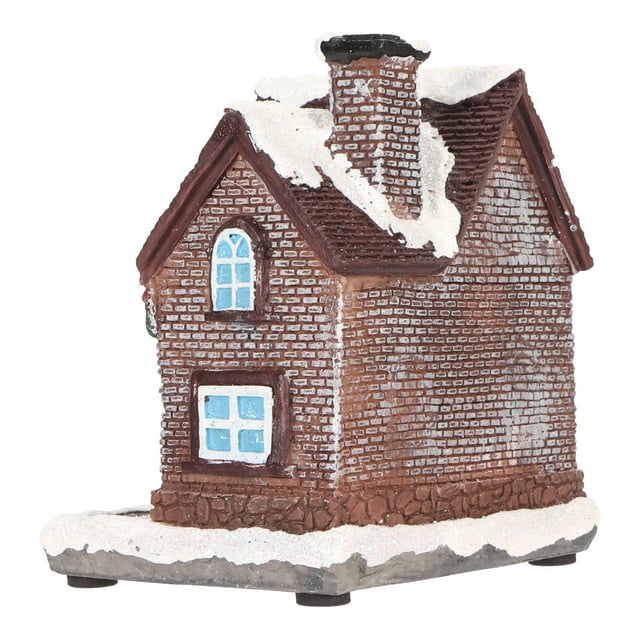 Casas de Pueblo Navideñas Casa de Pueblo con Escena de Nieve Navideña de Resina con Luces LED Escena Iluminada con Pilas Decoraciones Navideñas Adorno de Escritorio para ANGGREK Otros