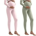 thumbnail image 3 of Bovxnpu Maternity Pants for Women, 2PC Maternity Fleece Lined Leggings Over The Belly Pregnancy Pants Underwear with Adjustable Waistband Winter Warm Pants, 3 of 4