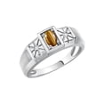 thumbnail image 3 of RYLOS Men's Rings Sterling Silver Classic 6X4MM Oval Gemstone & Diamond Ring Tiger Eye November Birthstone Rings For Men, Silver Rings, Size 13, 3 of 7