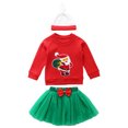 thumbnail image 1 of Xingqing 3 Pcs Jupe en Fil Vert pour Bébé Fille Motif Appliqué Rouge de Noël Col Rond, 1 of 10