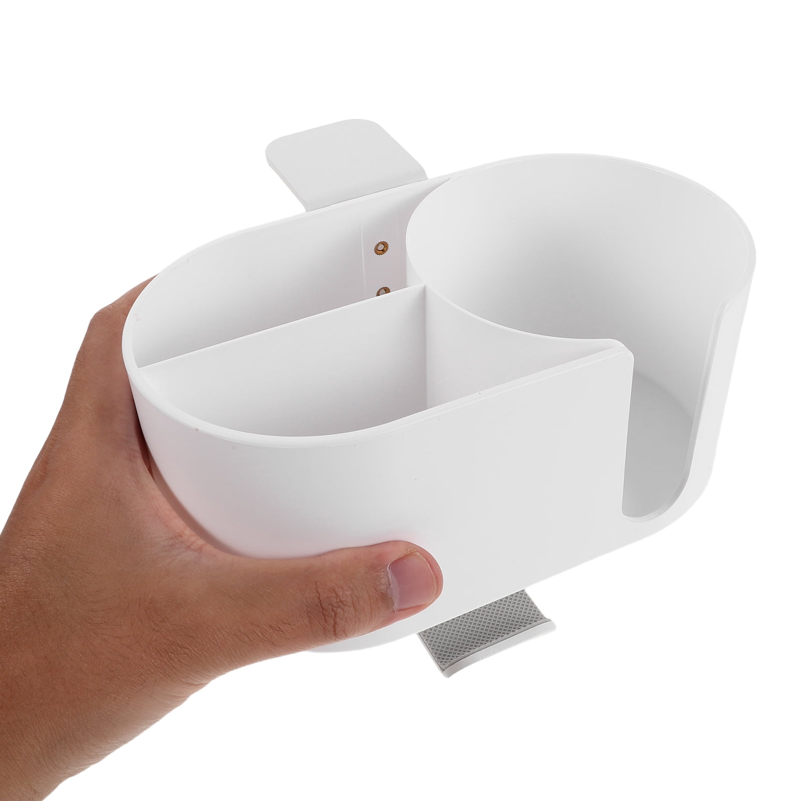 OUNONA White 4-in-1 Desk Organizer with Clamp, Headphone Hook, Pen Holder, and Cup Shelf for Home and Office Use