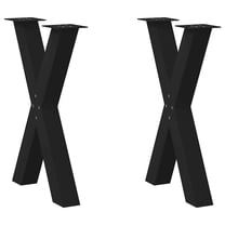 vidaXL Dining Table Leg Set of 2 Black Powder-coated steel Adjustable