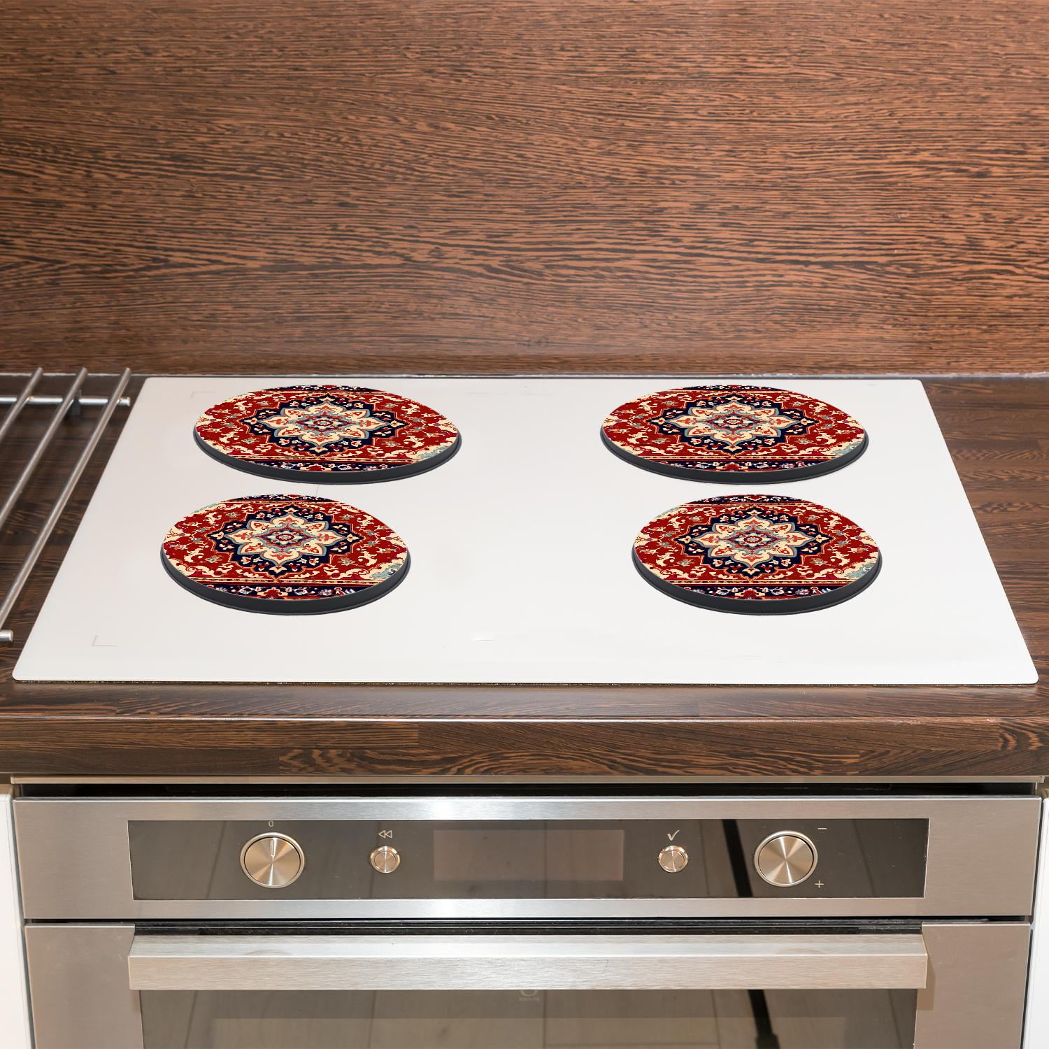 Stove Burner Covers 4 Pcs for Home Decor Cooktop Decorative ,Abstract tribal modern ornament background Drawing, Round Electric Stove Burner Covers 8Inch And 10Inch