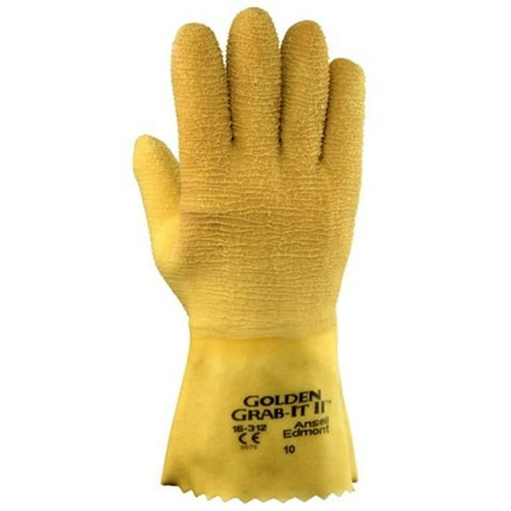 Ansell 012-16-312-10 216585 Golden Grab-ItII Premium Rubber Coated, Size 10